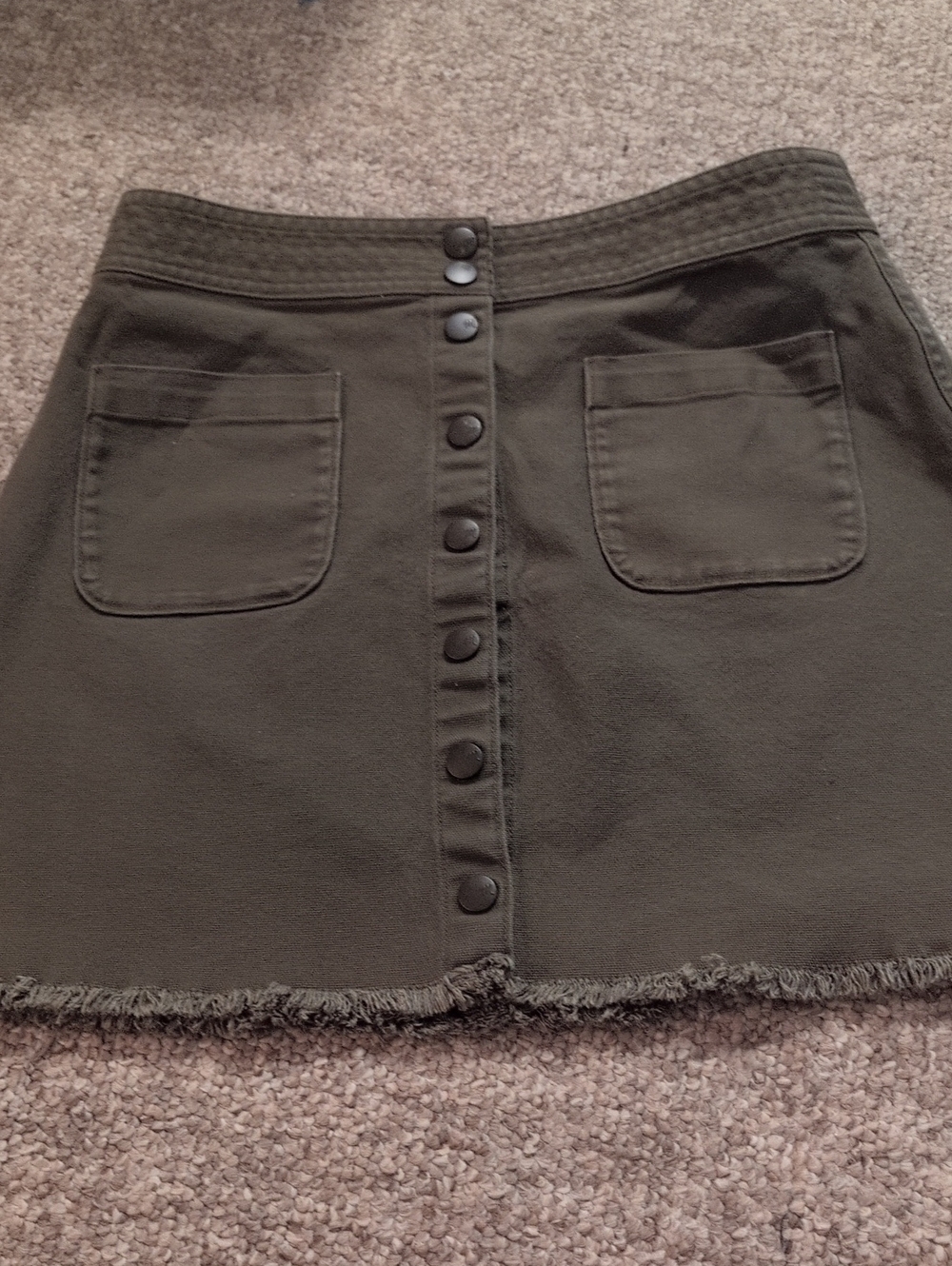 Madewell Olive Green Front-Button Mini Skirt
